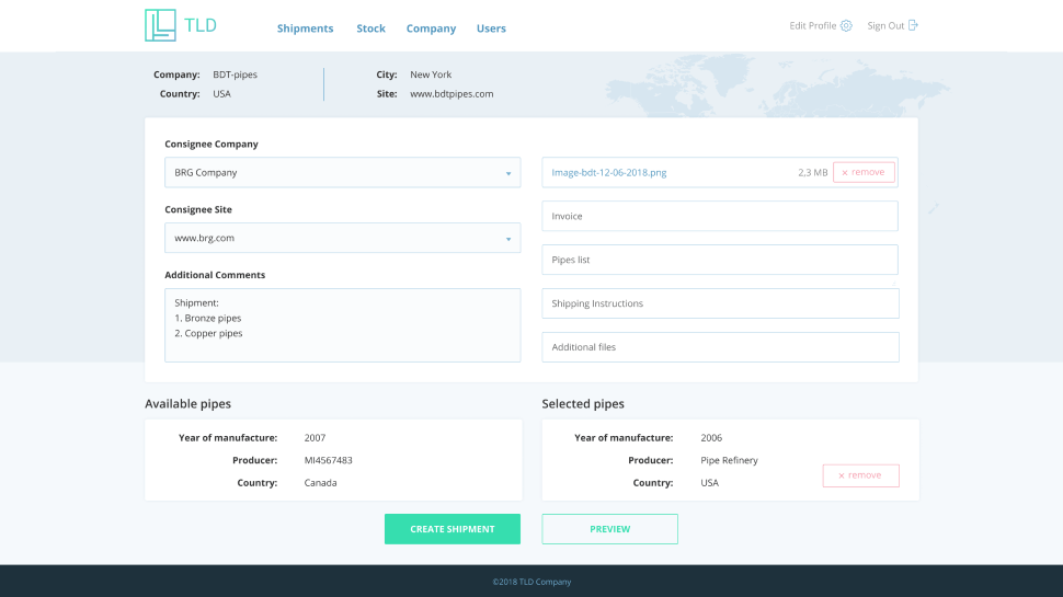 Pipe trading platform